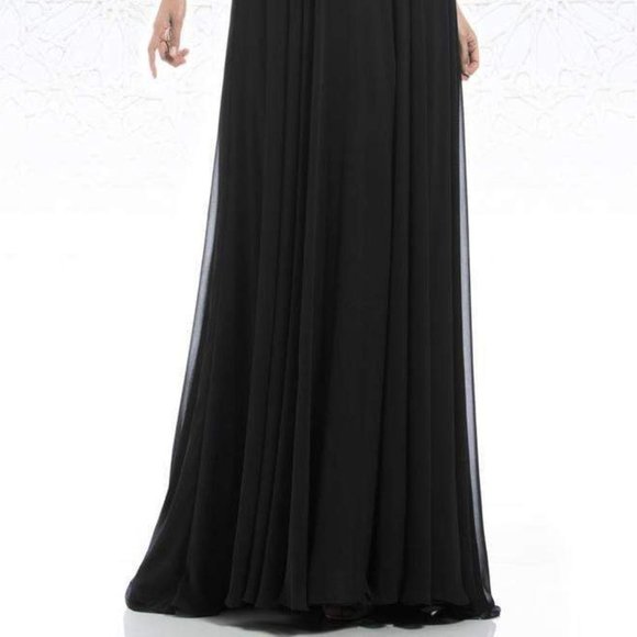 FerianiCouture Long Sleeve Beaded Illusion A-Line Evening Gown - Picture 2 of 6